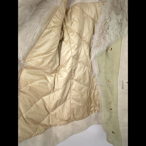 NWT $1805 WOOLRICH Sz S Emily Fur Coat Wool Cashmere Lamb Shearling Insulated - Picture 7 of 11